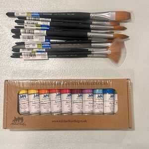 Michael Harding Artists Watercolor Paint Set-Vivid with Bonus Paintbrushes